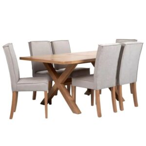 Juego Comedor Andino + 6 Sillas Gris Claro