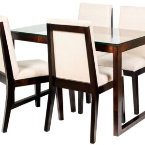 Juego Comedor Merbau + 4 Sillas Iberia Gris claro
